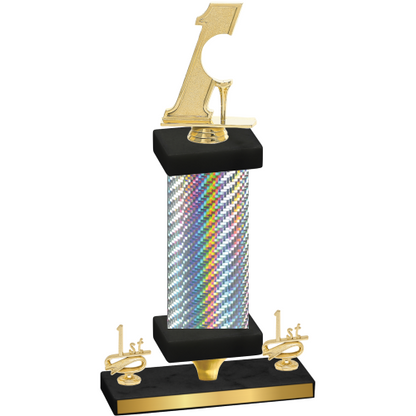 Premium Single Silver Carbon Fiber First Place Golf Trophy