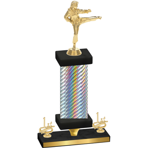 Premium Single Silver Carbon Fiber First Place Karate Trophy