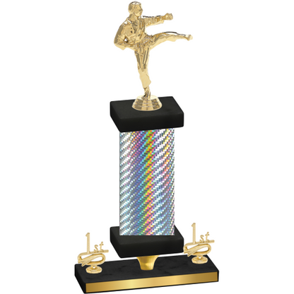 Premium Single Silver Carbon Fiber First Place Karate Trophy