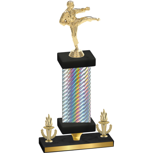 Premium Single Silver Carbon Fiber Victory Karate Trophy