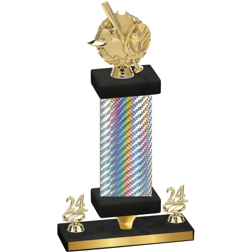 Premium Single Silver Carbon Fiber Year Baseball Trophy