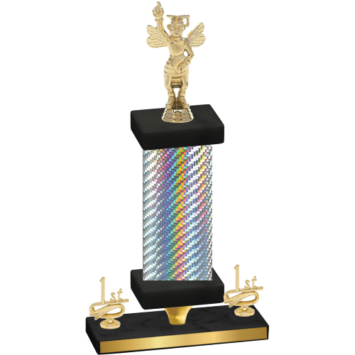 Premium Single Silver Carbon Fiber First Place Academics Trophy