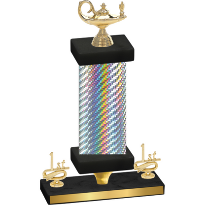 Premium Single Silver Carbon Fiber First Place Academics Trophy