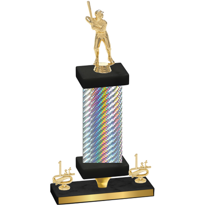 Premium Single Silver Carbon Fiber First Place Baseball Trophy