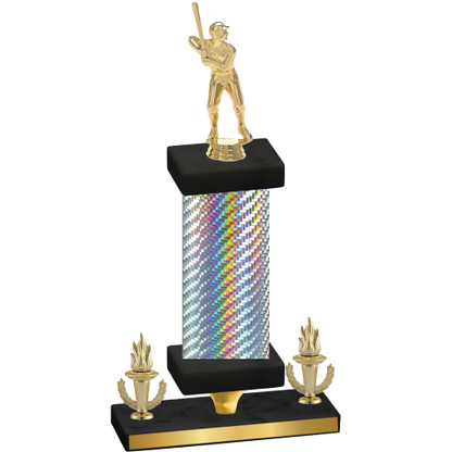 Premium Single Silver Carbon Fiber Victory Baseball Trophy