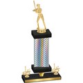 Premium Single Silver Carbon Fiber First Place Softball Trophy