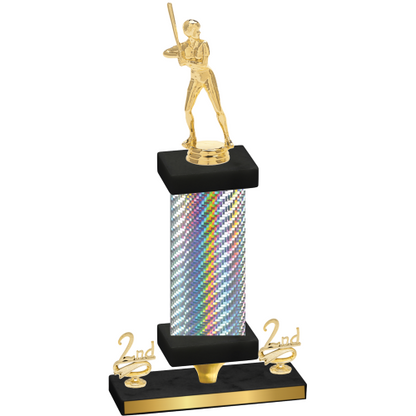 Premium Single Silver Carbon Fiber Second Place Softball Trophy