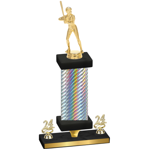 Premium Single Silver Carbon Fiber Year Softball Trophy