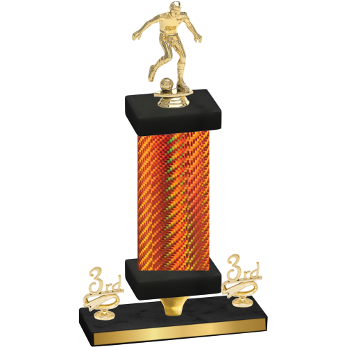 Premium Single Orange Carbon Fiber Third Place Soccer Trophy