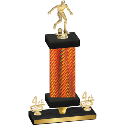 Premium Single Orange Carbon Fiber Fourth Place Soccer Trophy