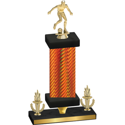 Premium Single Orange Carbon Fiber Victory Soccer Trophy