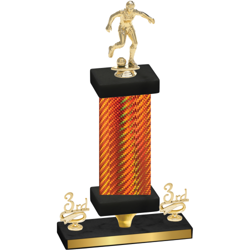 Premium Single Orange Carbon Fiber Third Place Soccer Trophy