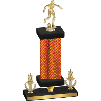 Premium Single Orange Carbon Fiber Victory Soccer Trophy