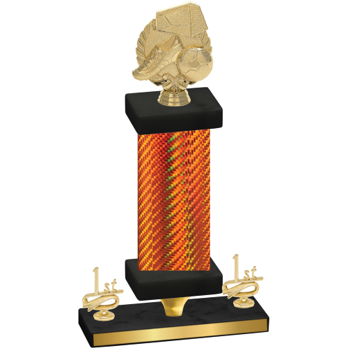 Premium Single Orange Carbon Fiber First Place Soccer Trophy