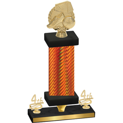 Premium Single Orange Carbon Fiber Fourth Place Soccer Trophy