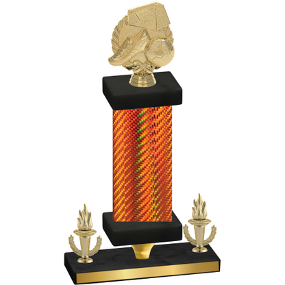 Premium Single Orange Carbon Fiber Victory Soccer Trophy