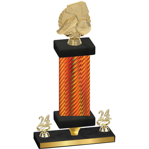 Premium Single Orange Carbon Fiber Year Soccer Trophy