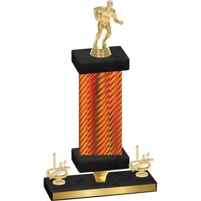 Premium Single Orange Carbon Fiber First Place Rugby Trophy