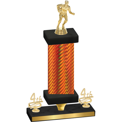 Premium Single Orange Carbon Fiber Fourth Place Rugby Trophy
