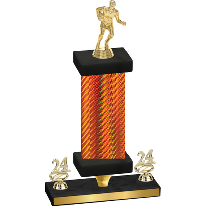 Premium Single Orange Carbon Fiber Year Rugby Trophy