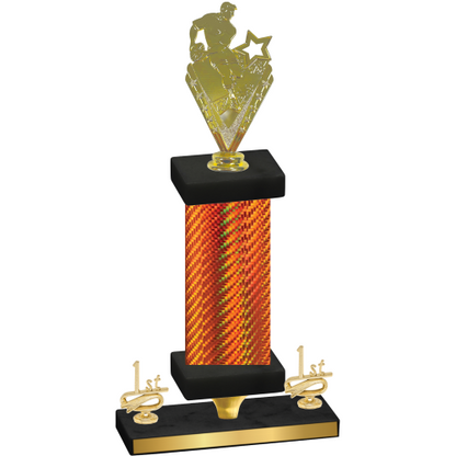 Premium Single Orange Carbon Fiber First Place Rugby Trophy