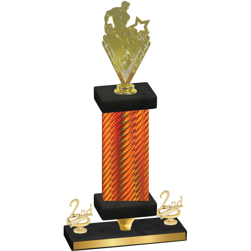 Premium Single Orange Carbon Fiber Second Place Rugby Trophy