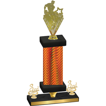 Premium Single Orange Carbon Fiber Third Place Rugby Trophy