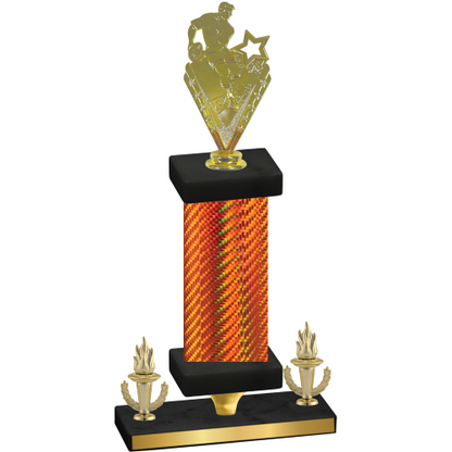 Premium Single Orange Carbon Fiber Victory Rugby Trophy