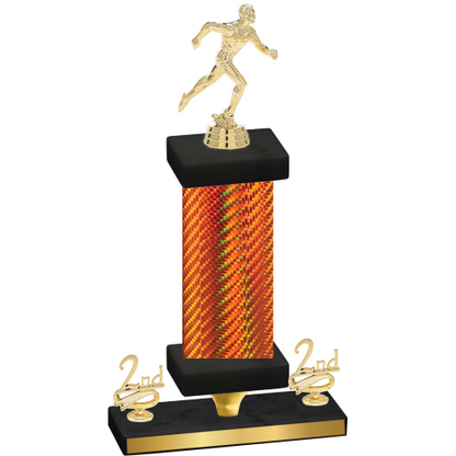 Premium Single Orange Carbon Fiber Second Place Running Trophy