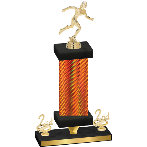 Premium Single Orange Carbon Fiber Second Place Running Trophy