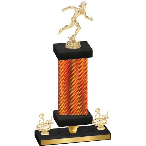 Premium Single Orange Carbon Fiber Third Place Running Trophy