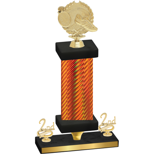 Premium Single Orange Carbon Fiber Second Place Running Trophy
