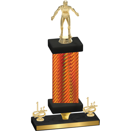 Premium Single Orange Carbon Fiber First Place Wrestling Trophy