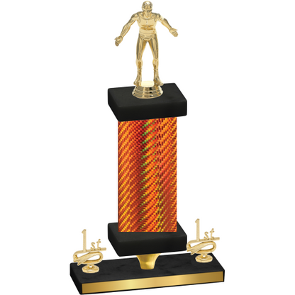 Premium Single Orange Carbon Fiber First Place Wrestling Trophy