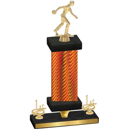 Premium Single Orange Carbon Fiber First Place Bowling Trophy