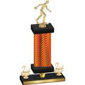 Premium Single Orange Carbon Fiber Second Place Bowling Trophy