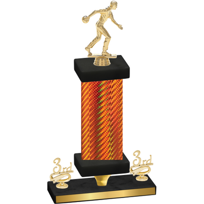 Premium Single Orange Carbon Fiber Third Place Bowling Trophy