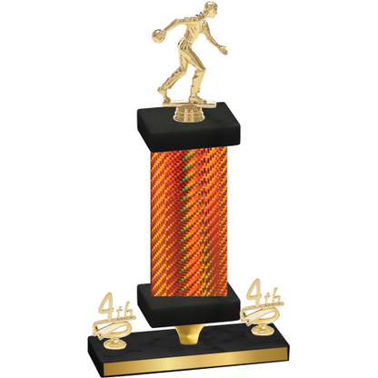 Premium Single Orange Carbon Fiber Fourth Place Bowling Trophy