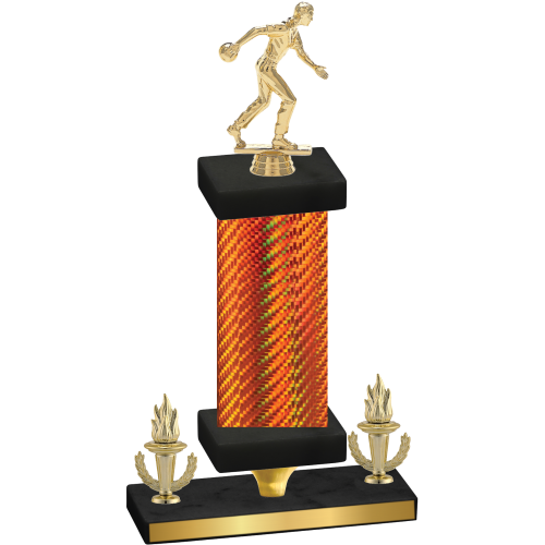 Premium Single Orange Carbon Fiber Victory Bowling Trophy
