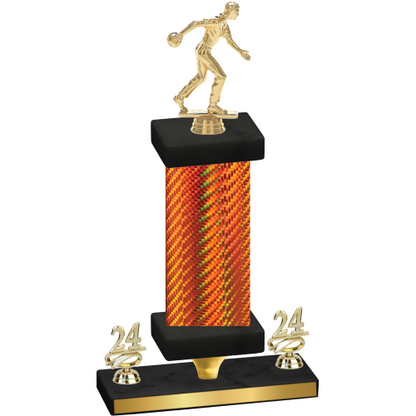 Premium Single Orange Carbon Fiber Year Bowling Trophy