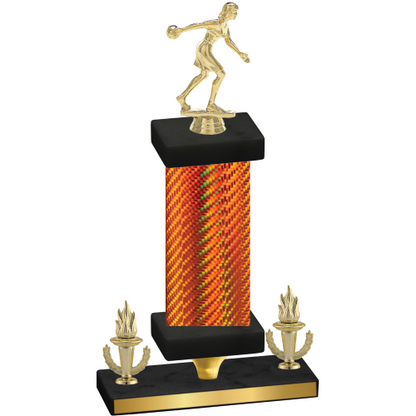 Premium Single Orange Carbon Fiber Victory Bowling Trophy
