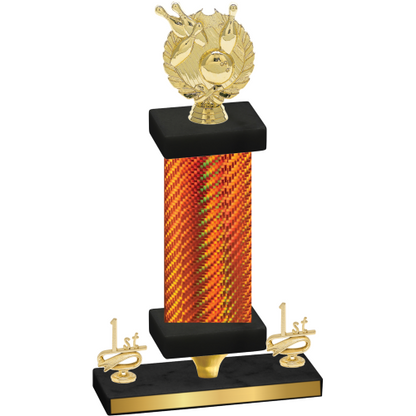 Premium Single Orange Carbon Fiber First Place Bowling Trophy