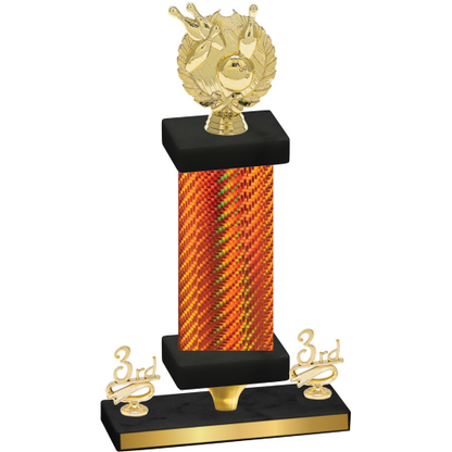 Premium Single Orange Carbon Fiber Third Place Bowling Trophy