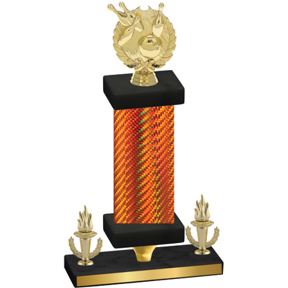 Premium Single Orange Carbon Fiber Victory Bowling Trophy