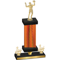 Premium Single Orange Carbon Fiber Third Place Volleyball Trophy