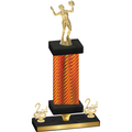 Premium Single Orange Carbon Fiber Second Place Volleyball Trophy