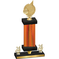 Premium Single Orange Carbon Fiber Year Volleyball Trophy