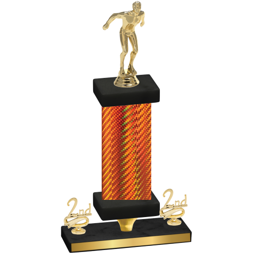 Premium Single Orange Carbon Fiber Second Place Swimming Trophy