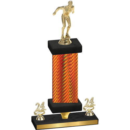 Premium Single Orange Carbon Fiber Year Swimming Trophy