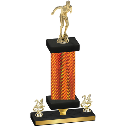 Premium Single Orange Carbon Fiber Year Swimming Trophy